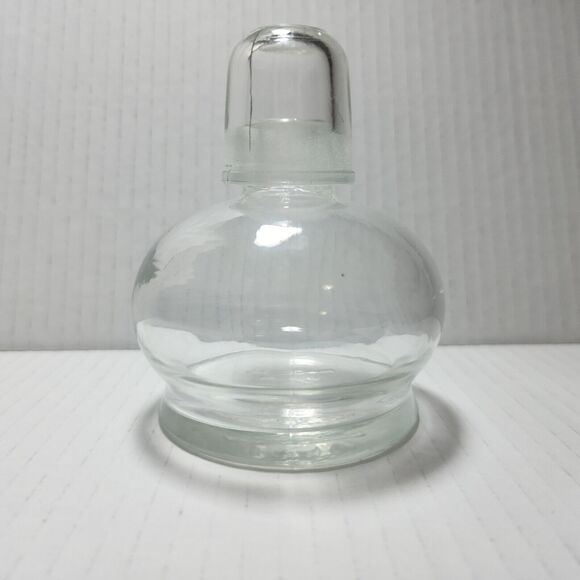 Empty Medicine Bottle and Cap with Rough Surface Clear Glass Made in U.S.A. - Picture 4 of 5